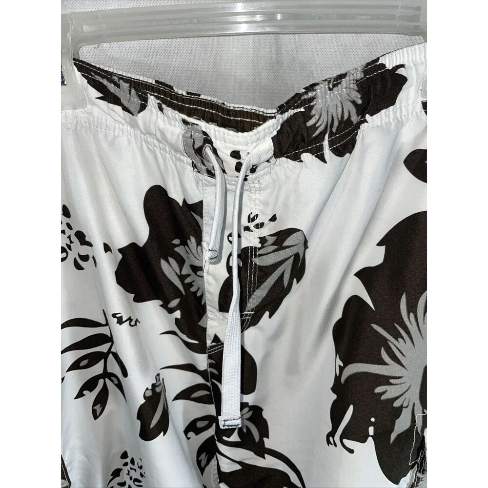 US Polo Swim Shorts Trunks Floral White Brown Size XL